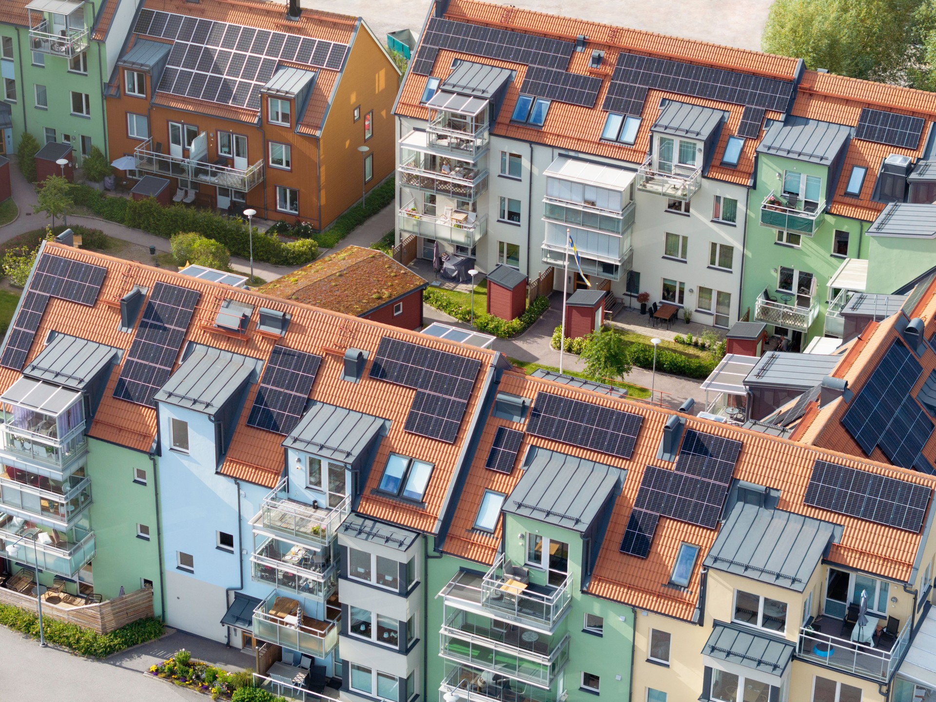 New apartment buildings with solar power